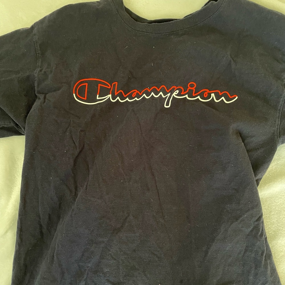 navy blue champion shirt